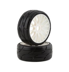 GRP TYRES GRPGTJ03-XM3 1/8 GT THREADED BELTED W/ RIGID WHEEL XM3 (SOFT) TIRES: WHITE (2)