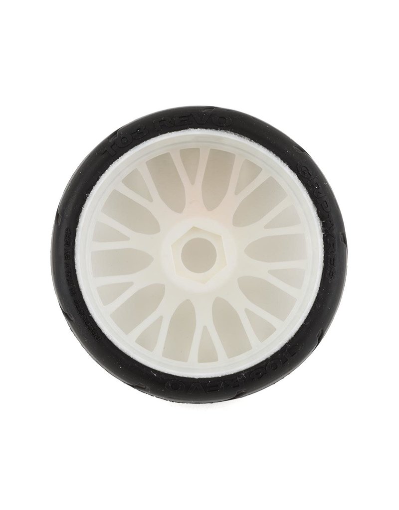 GRP TYRES GRPGTJ03-XB2 1/8 GT THREADED BELTED W/ RIGID WHEEL XB2 (EXTRA SOFT) TIRES: WHITE (2)