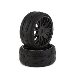 GRP TYRES GRPGTX03-XM7 1/8 GT THREADED BELTED W/ FLEX WHEEL XM7 (MEDIUM HARD) TIRES: BLACK (2)