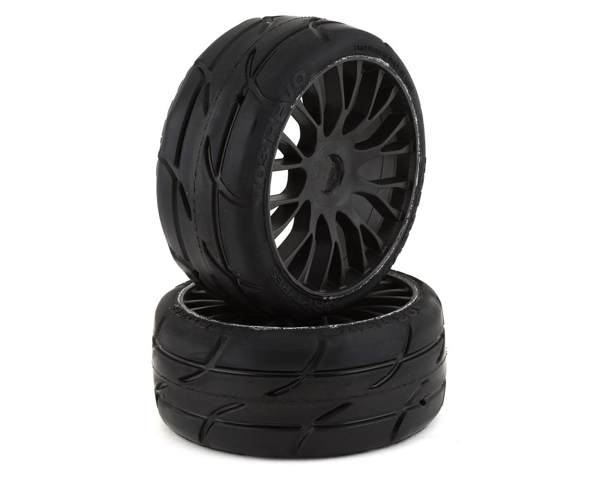 GRPGTX03-XM4 1/8 GT THREADED BELTED W/ FLEX WHEEL XM4 (SOFT MEDIUM) TIRES: BLACK (2)