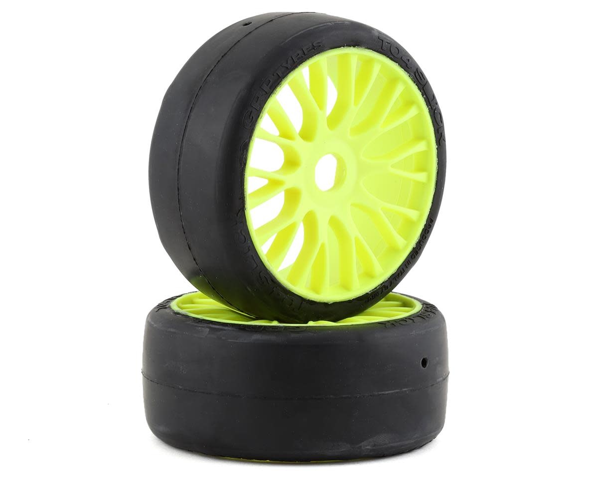GRPGTY04-XM3 1/8 GT SLICK BELTED W/ FLEX WHEEL XM3 (SOFT) TIRES: YELLOW (2)