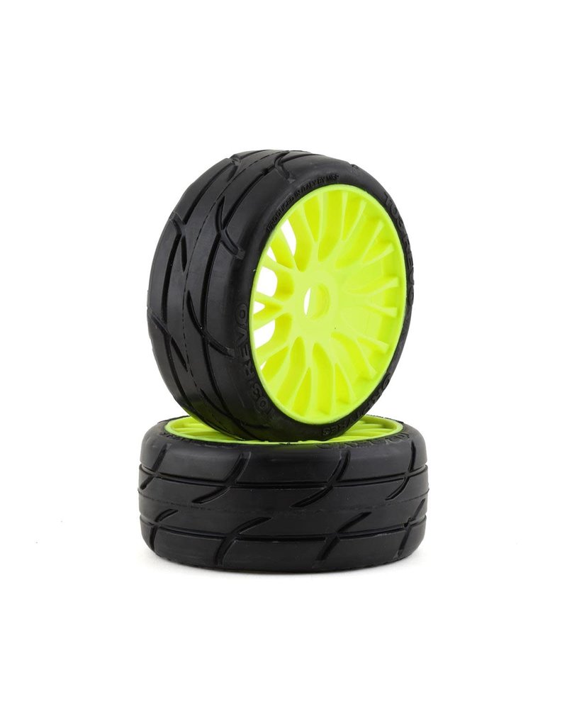 GRP TYRES GRPGTY03-XB3 1/8 GT THREADED BELTED W/ FLEX WHEEL XB3 (SOFT) TIRES: YELLOW (2)