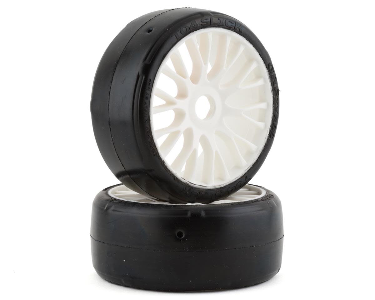 GRPGTH04-XM4 1/8 GT SLICK BELTED W/ FLEX WHEEL XM4 (SOFT MEDIUM) TIRES: WHITE (2)