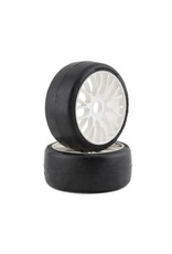 GRP TYRES GRPGTH04-XB2 1/8 GT SLICK BELTED W/ FLEX WHEEL XB2 (EXTRA SOFT) TIRES: WHITE (2)