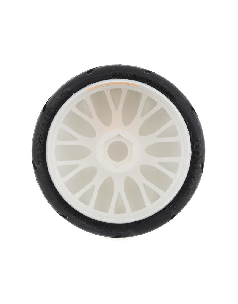 GRP TYRES GRPGTH03-XB3 1/8 GT THREADED BELTED W/ FLEX WHEEL XB3 (SOFT) TIRES: WHITE (2)