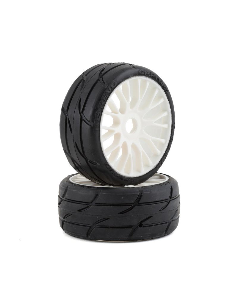 GRP TYRES GRPGTH03-XB1 1/8 GT THREADED BELTED W/ FLEX WHEEL XB1 (ULTRA SOFT) TIRES: WHITE (2)