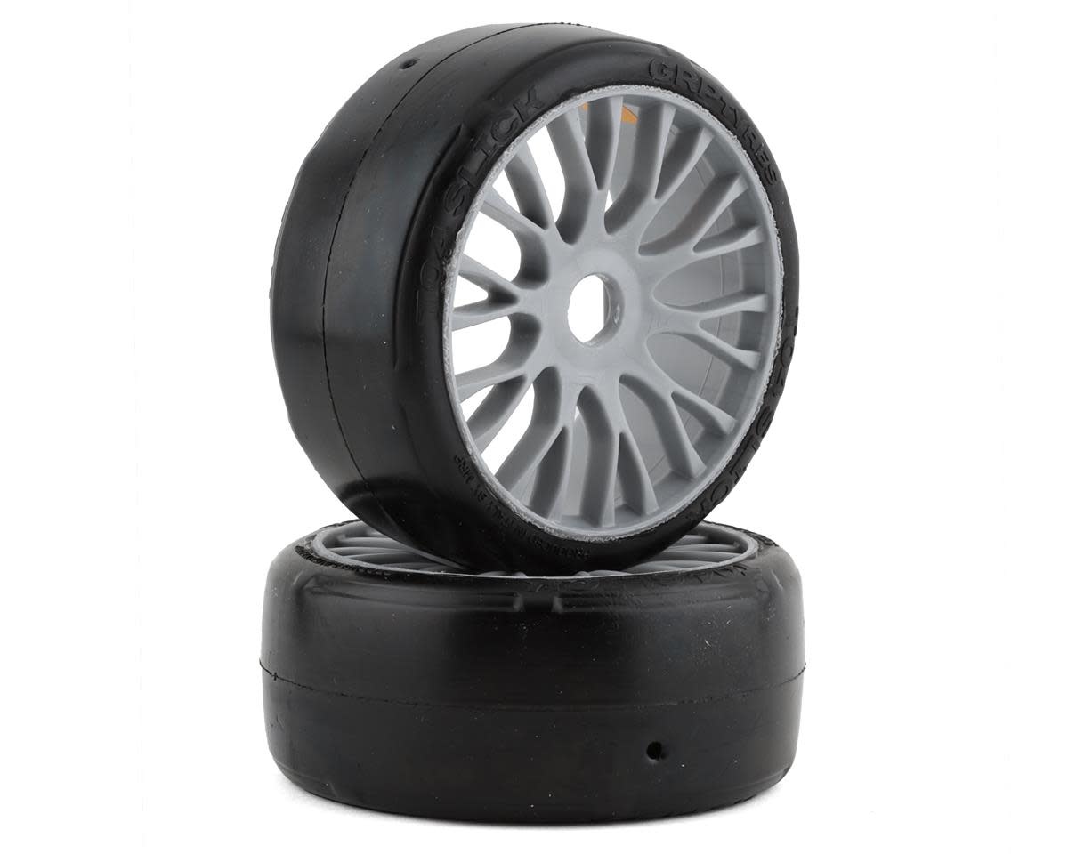 GRPGTK04-XM3 1/8 GT SLICK BELTED W/ FLEX WHEEL XM3 (SOFT) TIRES: GREY (2)