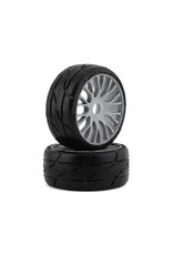 GRP TYRES GRPGTK03-XM7 1/8 GT THREADED BELTED W/ FLEX WHEEL XM7 (MEDIUM HARD) TIRES: GREY (2)