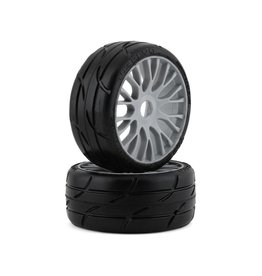 GRP TYRES GRPGTK03-XM7 1/8 GT THREADED BELTED W/ FLEX WHEEL XM7 (MEDIUM HARD) TIRES: GREY (2)