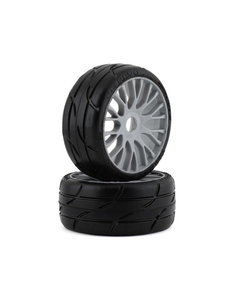 GRP TYRES GRPGTK03-XM7 1/8 GT THREADED BELTED W/ FLEX WHEEL XM7 (MEDIUM HARD) TIRES: GREY (2)