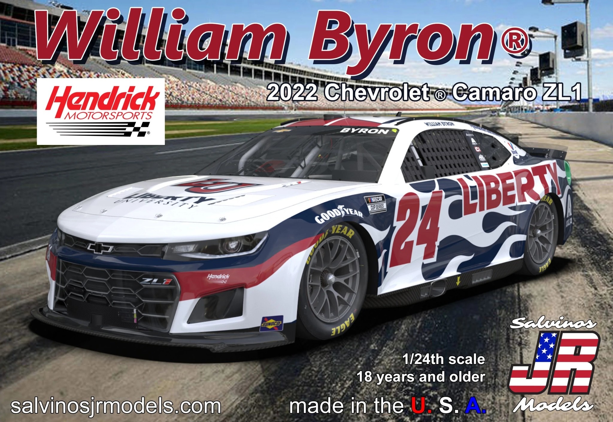 SJMHMC2022WBL HENDRICK MOTORSPORTS WILLIAM BYRON 2022 CAMARO-LIBERTY UNIVERSITY PLASTIC MODEL KIT