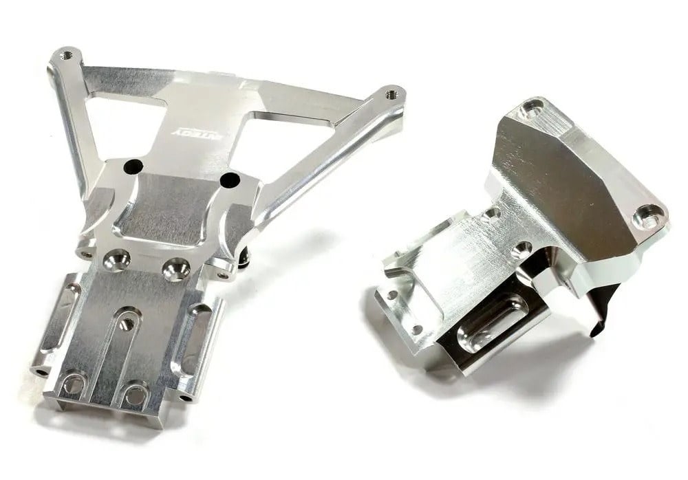 INTC25302SILVER BILLET FRONT AND REAR BULKHEAD FOR TRAXXAS SLASH 4X4 LCG