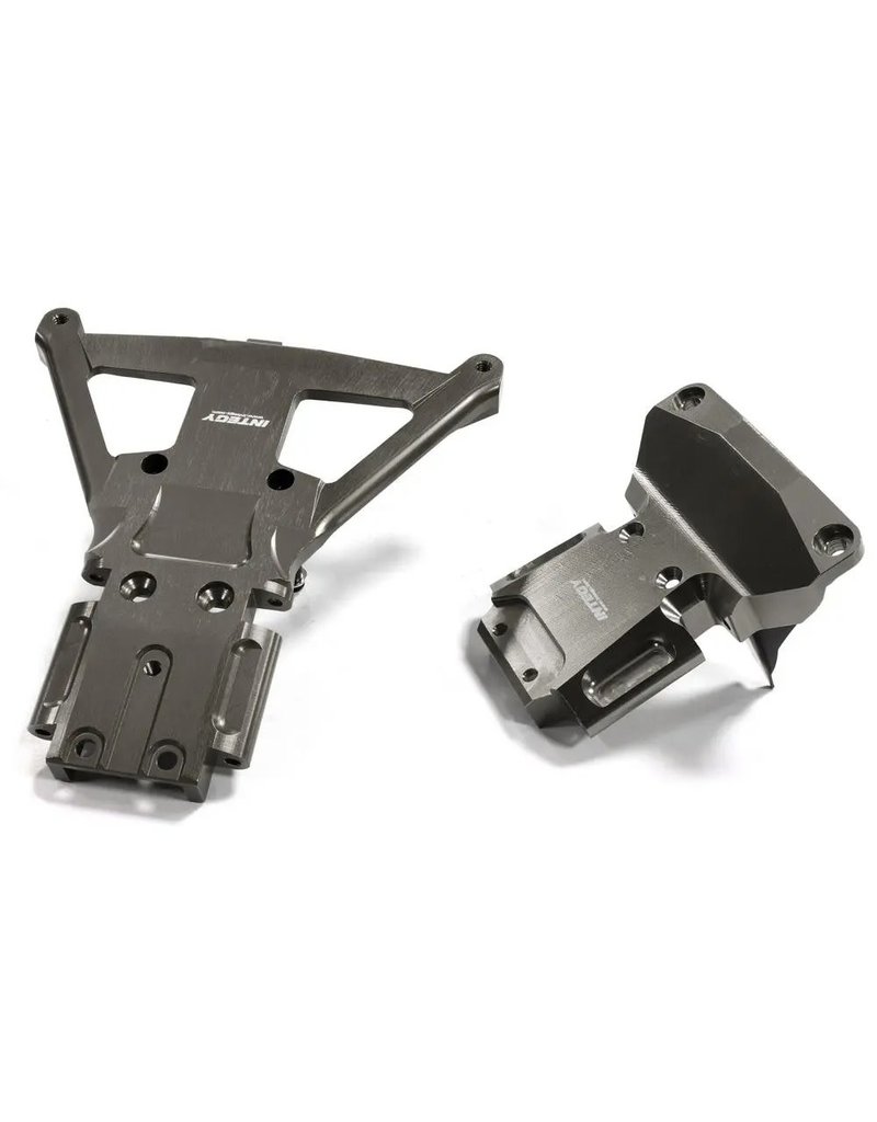 INTEGY INTC25302GREY BILLET MACHINED FRONT AND REAR BULKHEAD FOR TRAXXAS SLASH 4X4 LCG