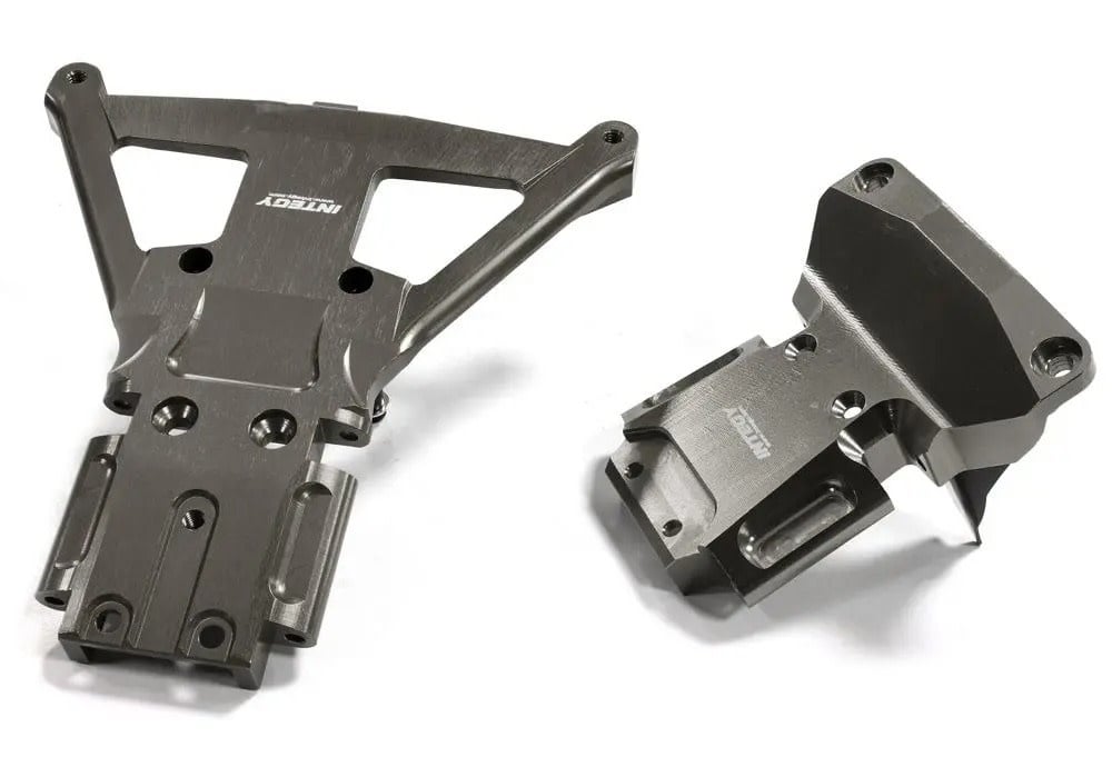 INTC25302GREY BILLET MACHINED FRONT AND REAR BULKHEAD FOR TRAXXAS SLASH 4X4 LCG