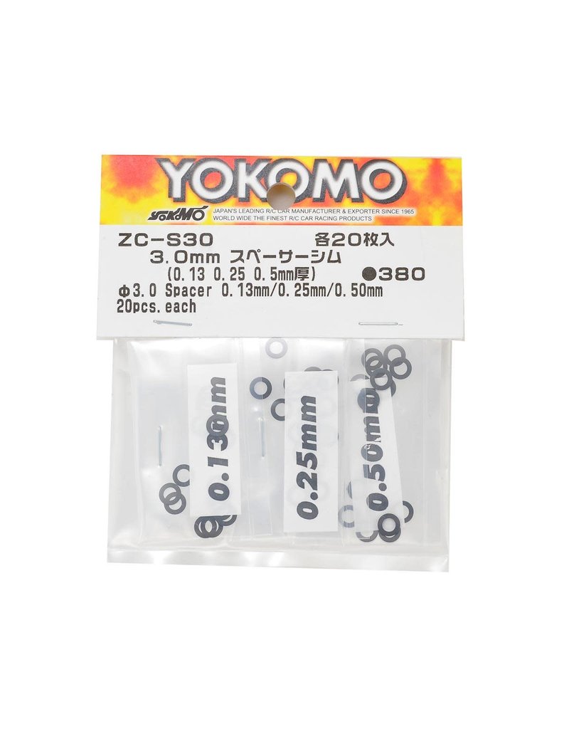 YOKOMO YOKZC-S30A  3.0MM SHIM SPACER SET (0.13MM, 0.25MM & 0.50MM)