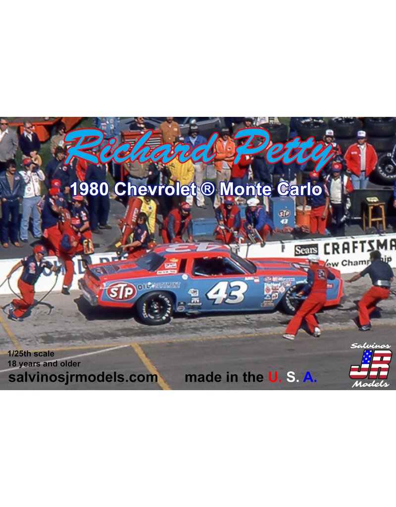 SALVINO'S JR MODELS SJMRPMC1980O 1/25 RICHARD PETTY RACING 1980 CHEVROLET MONTE CARLO REVERSE PAINT PLASTIC MODEL CAR KIT