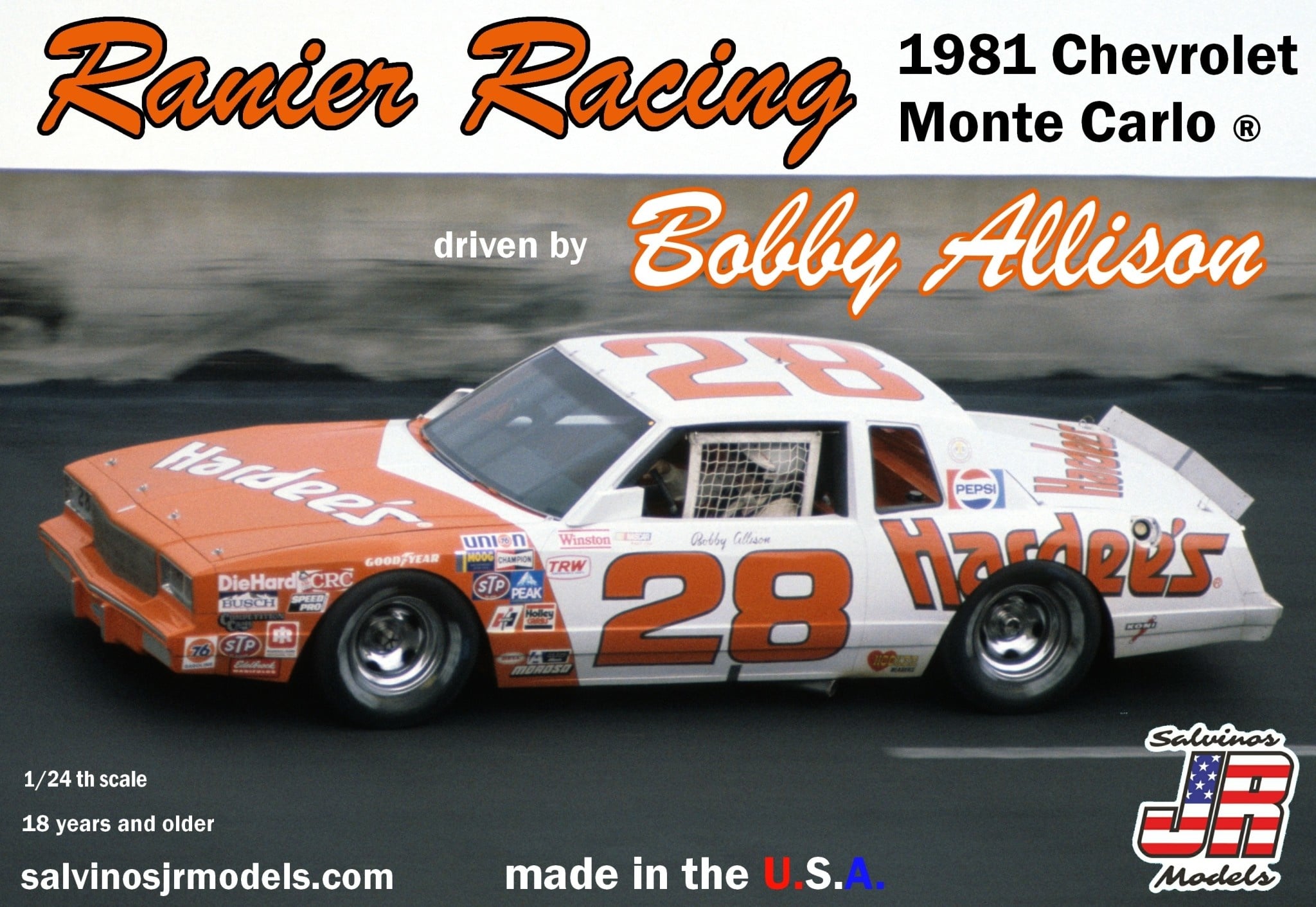 SJMRRMC1981C 1/24 RANIER RACING 1981 MONTE CARLO DRIVEN BY BOBBY ALLISON PLASTIC MODEL KIT
