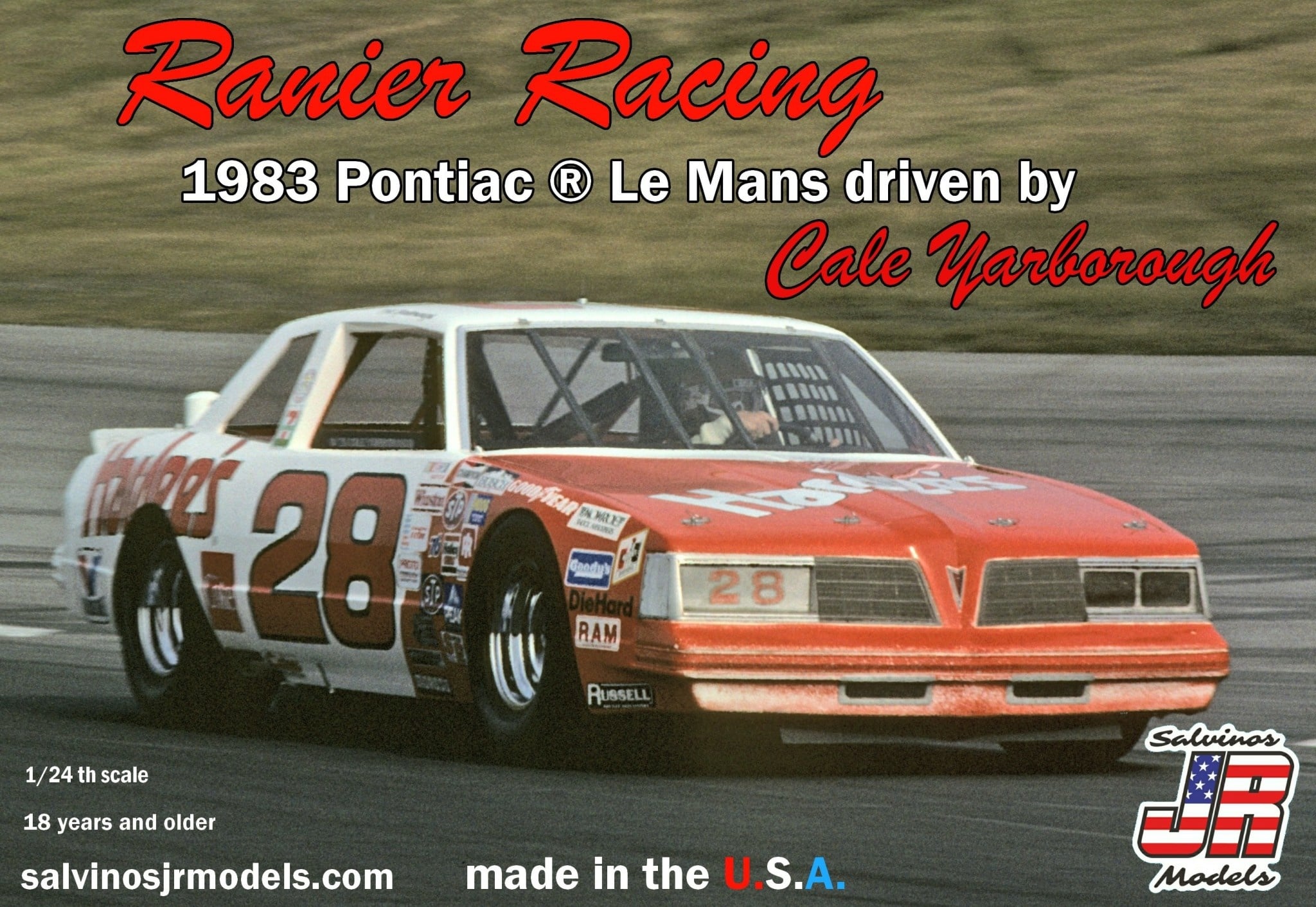 SJMRRLM1983D 1/24 RANIER RACING 1983 PONTIAC LEMANS, DRIVEN BY CALE YARBOROUGH PLASTIC MODEL KIT