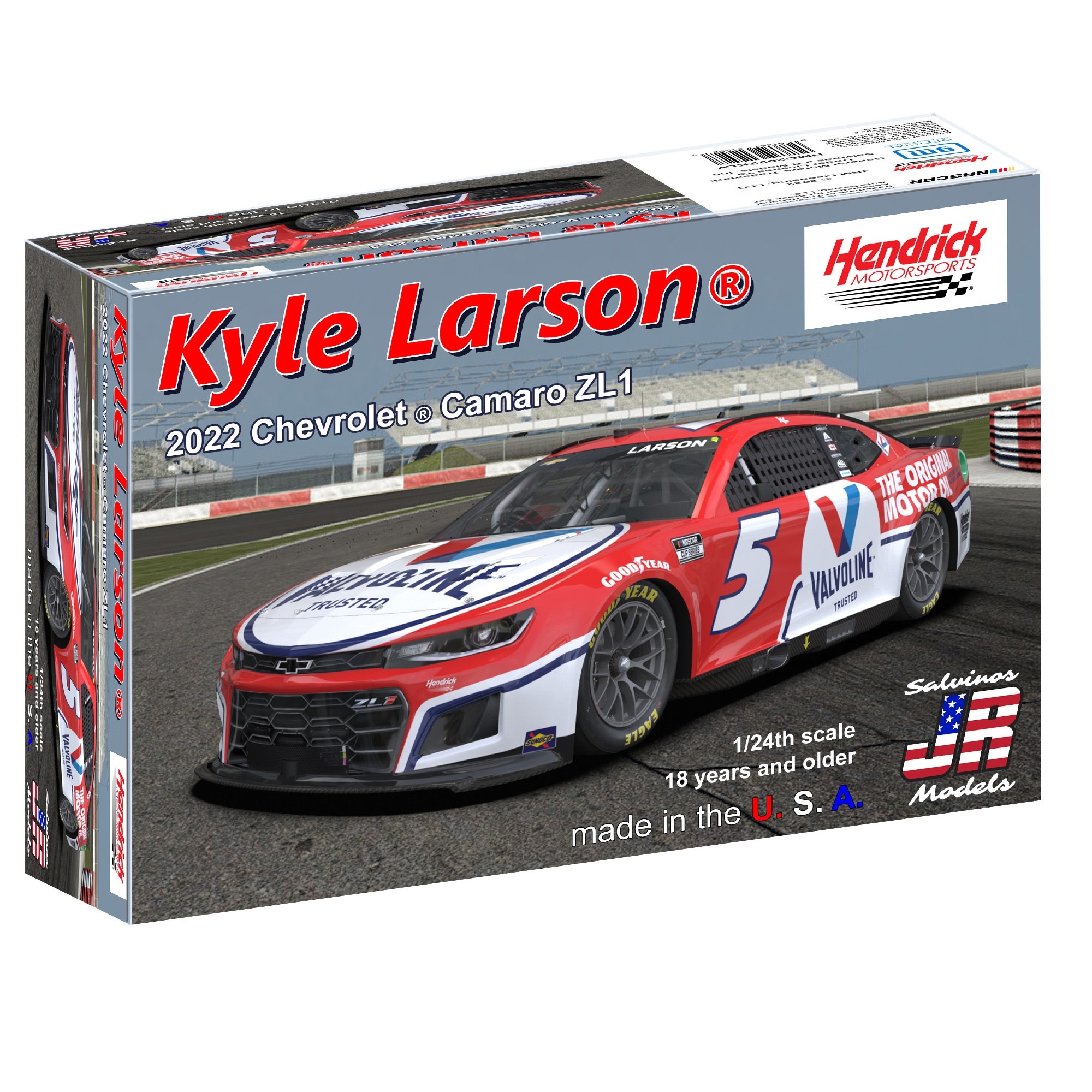 SJMHMC2022KLV 1/24 HENDRICK MOTORSPORTS KYLE LARSON 2022 CAMARO - VALVOLINE PLASTIC MODEL KIT