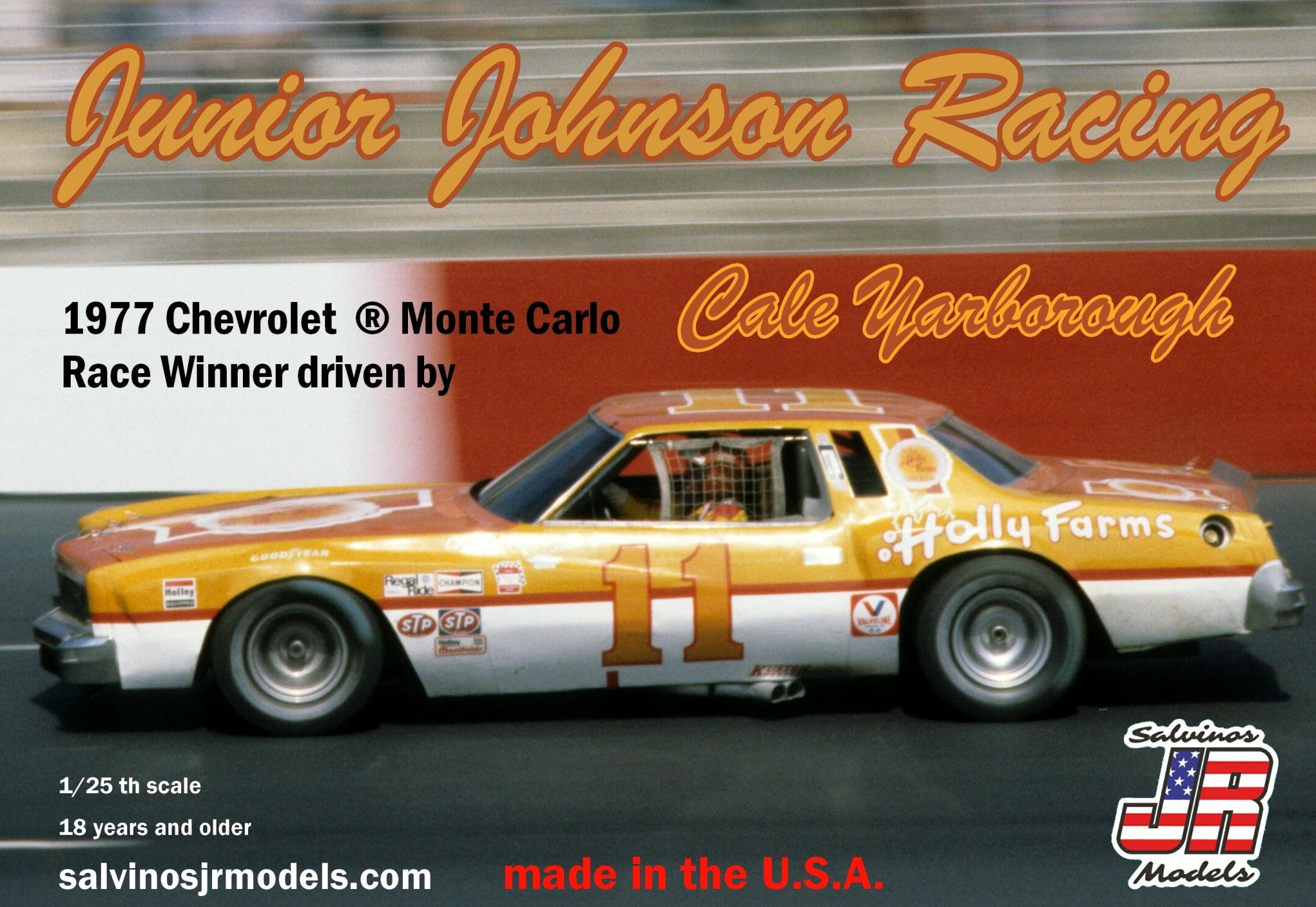 SJMJJMC1977NW 1/25 JUNIOR JOHNSON RACING #11 1977 CHEVY MONTE CARLO - CALE YARBOROUGH PLASTIC MODEL KIT