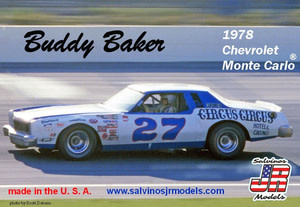 SJMBBMC1978O 1/25 BUDDY BAKER #27 1978 CHEVROLET MONTE CARLO PLASTIC MODEL KIT