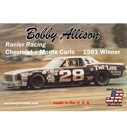 SALVINO'S JR MODELS SJMBAMC1981R 1/25 BOBBY ALLISON #28 RANIER RACING CHEVY MONTE CARLO 1981 WINNER PLASTIC MODEL CAR KIT