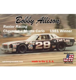 SALVINO'S JR MODELS SJMBAMC1981R 1/25 BOBBY ALLISON #28 RANIER RACING CHEVY MONTE CARLO 1981 WINNER PLASTIC MODEL CAR KIT