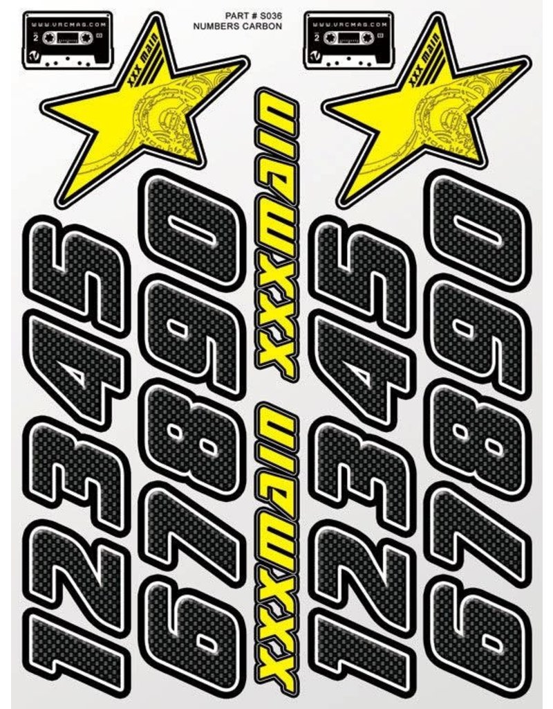 XXX MAIN RACING XXXS036 NUMBERS CARBON STICKER SHEET