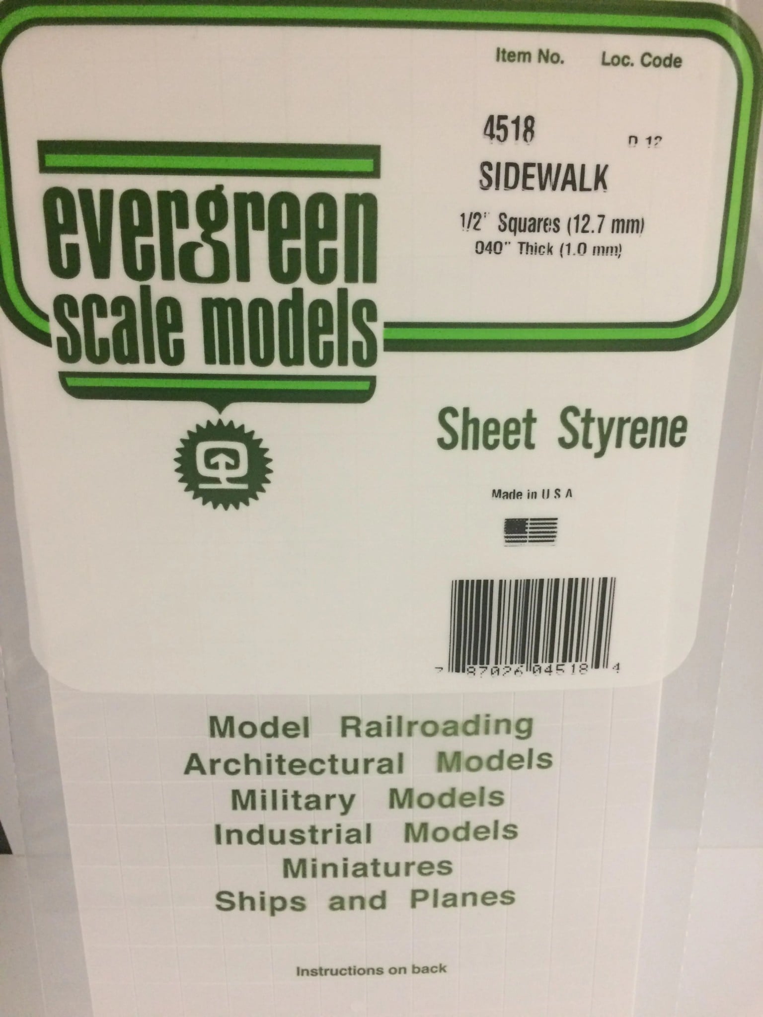 4518 Styrene sidewalk 1/2"