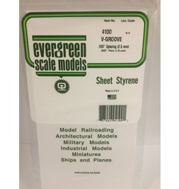 EVERGREEN EVG4100 V GROOVE .100 SPACING .040 THICKNESS