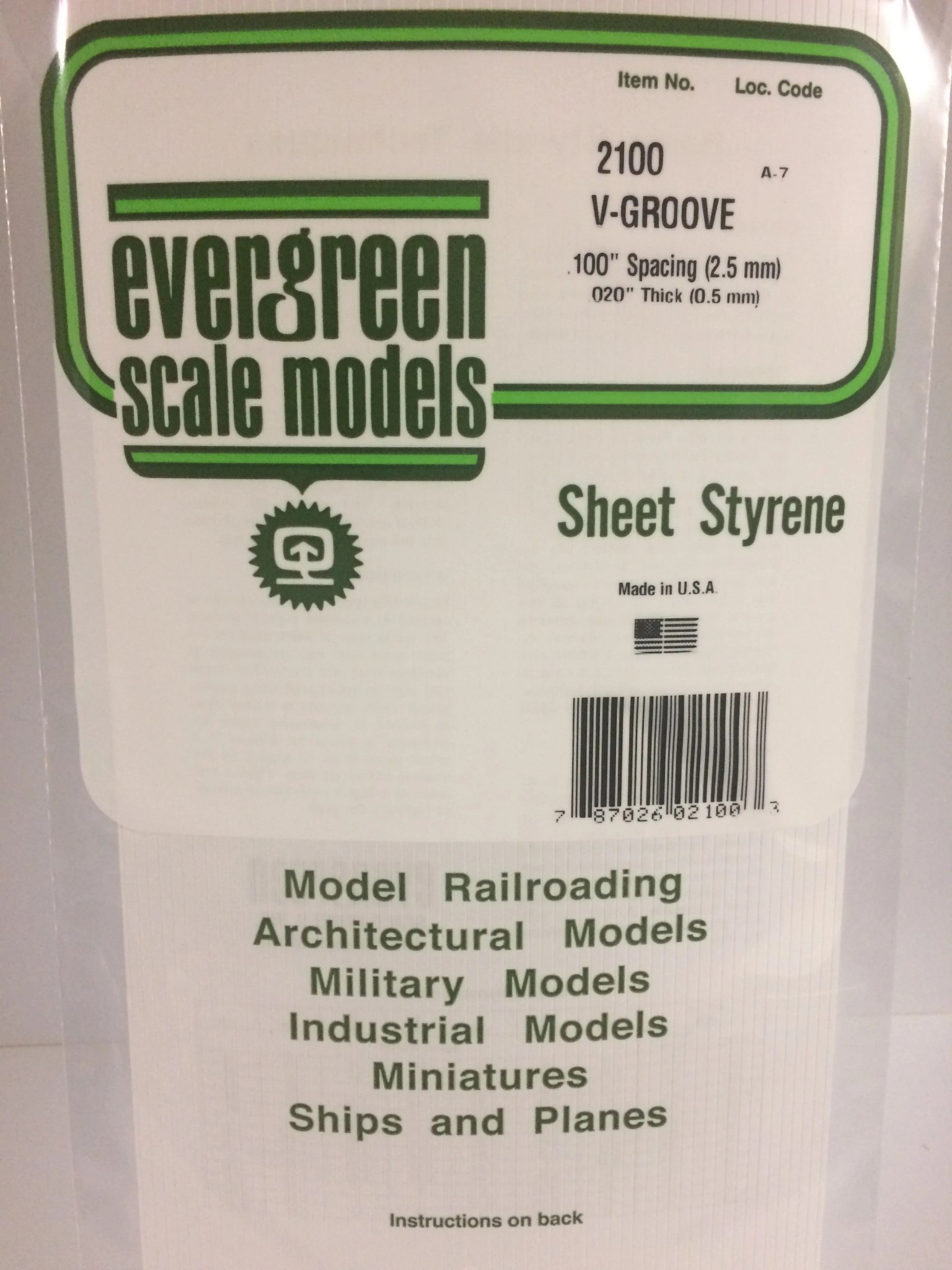 2100 6 x 12" Styrene Siding Sheet, V-Groove .020" Thick