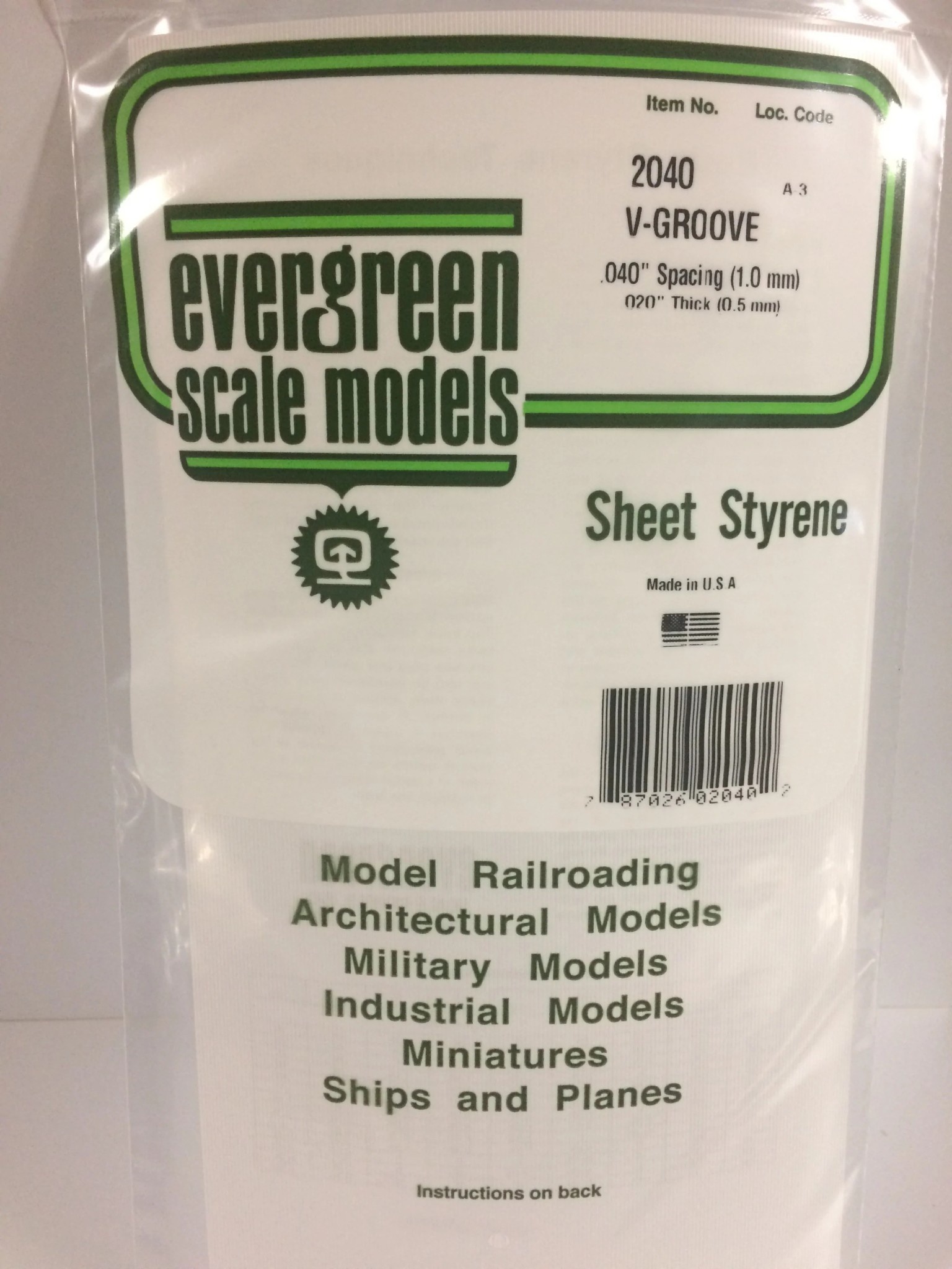 2040 6 x 12" Styrene Siding Sheet, V-Groove .020" Thick