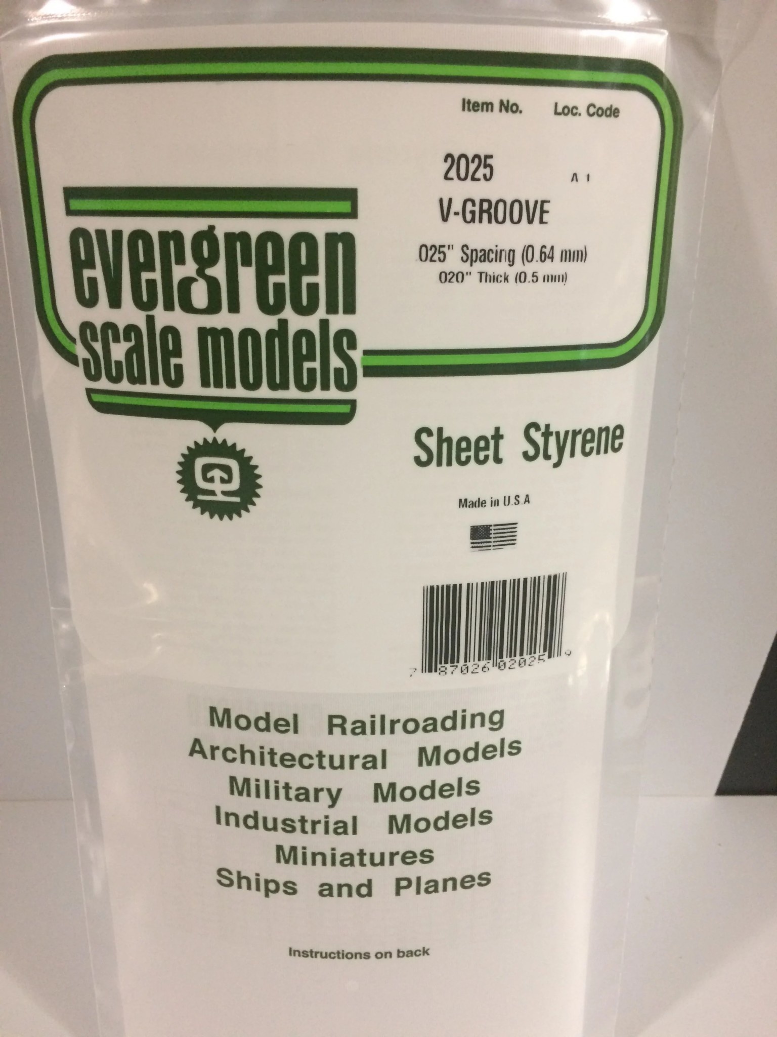 2025 6 x 12" Styrene Siding Sheet, V-Groove .020" Thick