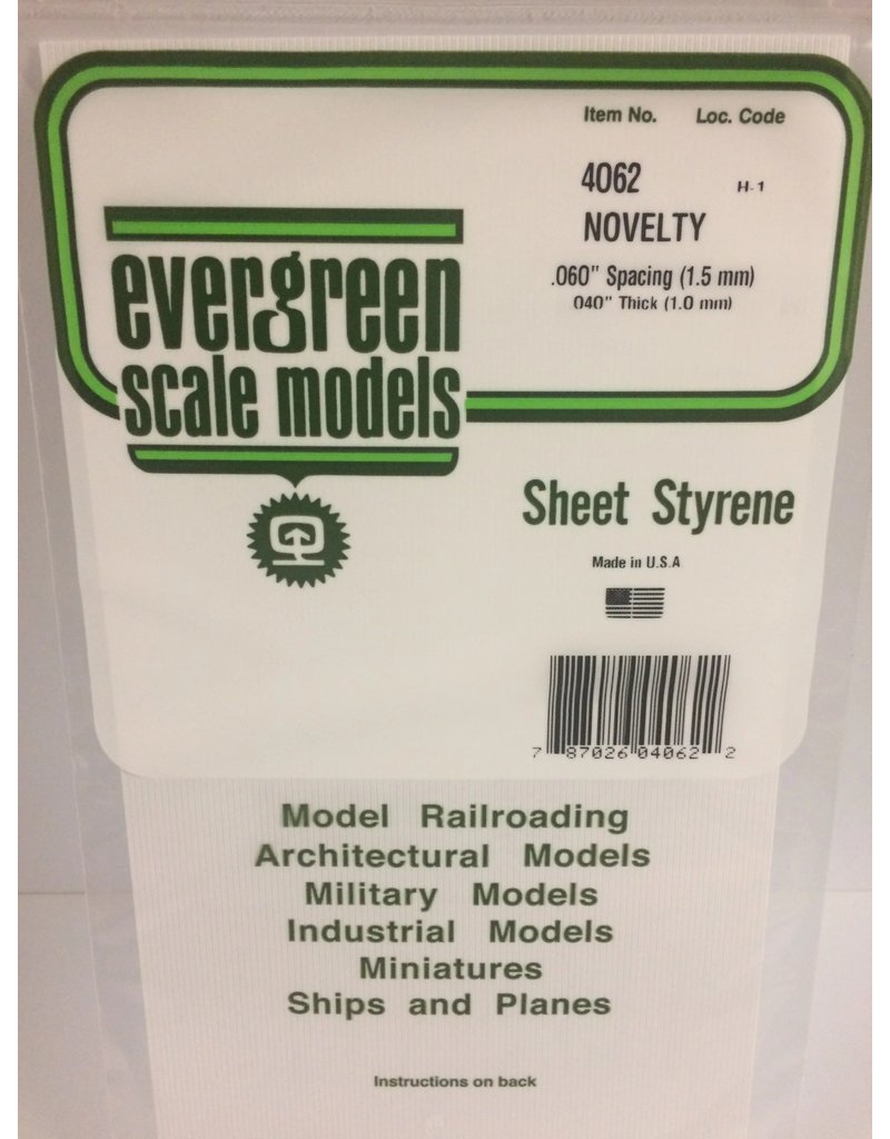 EVERGREEN EVG4062 NOVELTY .060 SPACING .040 THICKNESS