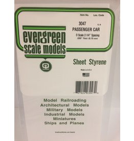 EVERGREEN EVG3047 PASSENGER CAR O SCALE 2-1/4 SPACING .030 THICKNESS