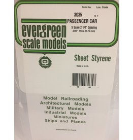 EVERGREEN EVG3035 PASSENGER CAR S SCALE 2-1/4 SPACING .030 THICKNESS