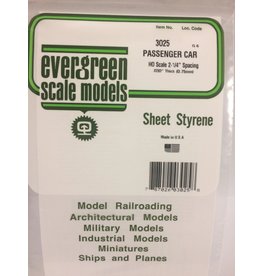 EVERGREEN EVG3025 PASSENGER CAR HO SCALE 2-1/4 SPACING .030 THICKNESS