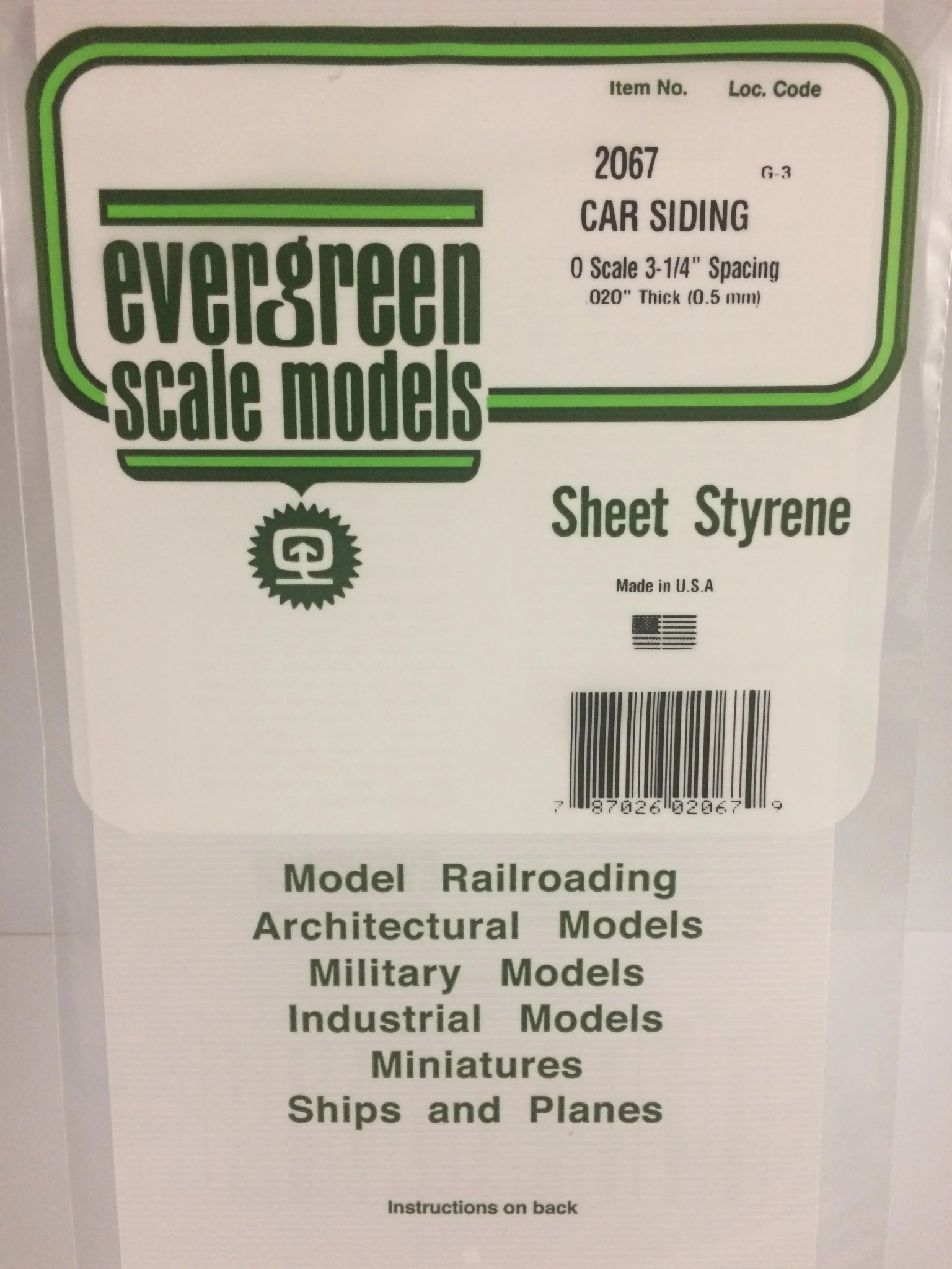 2067 O Freight Car Siding .020"