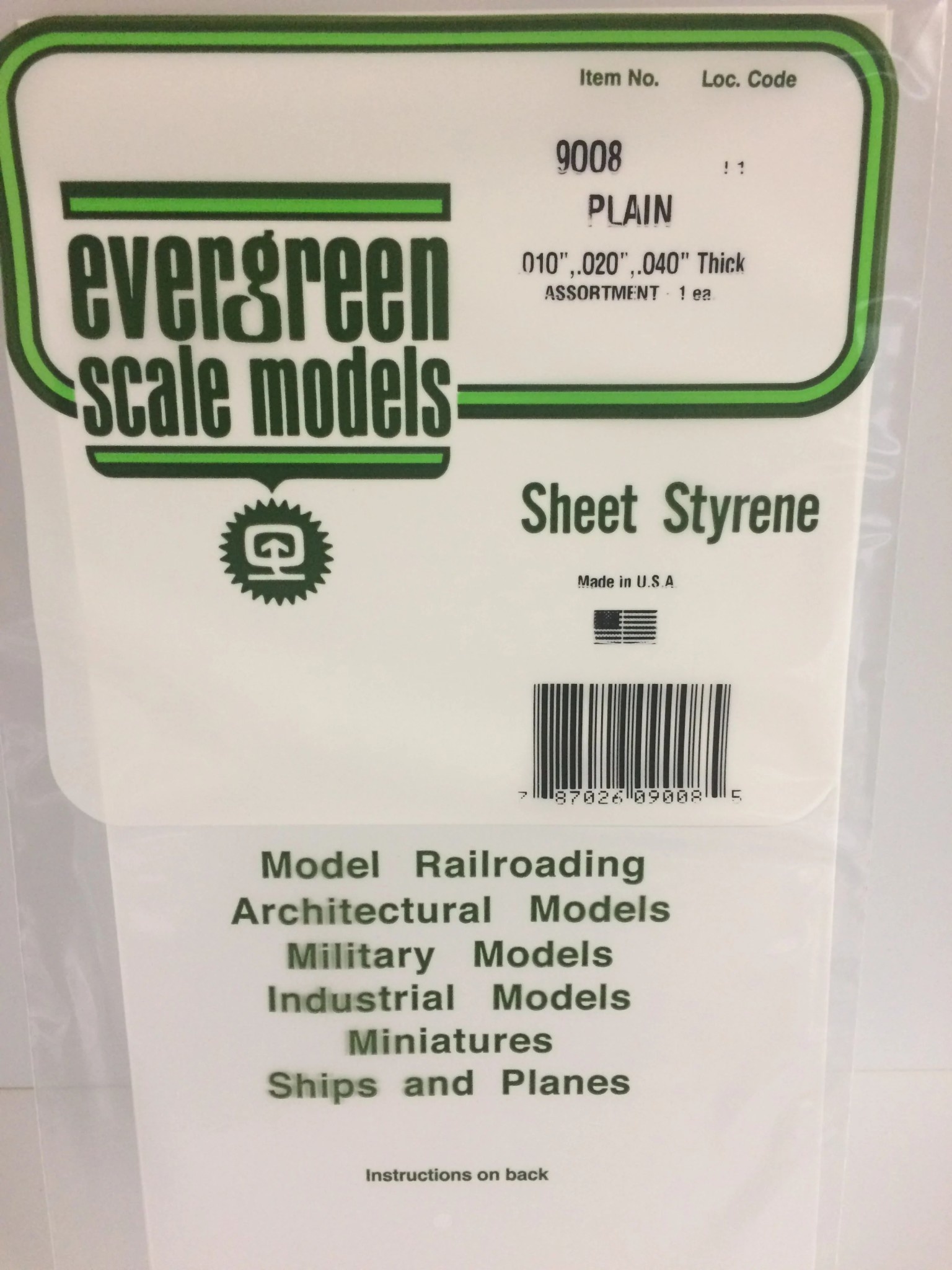 9008 Styrene Sheet Plain 6x12" Assort