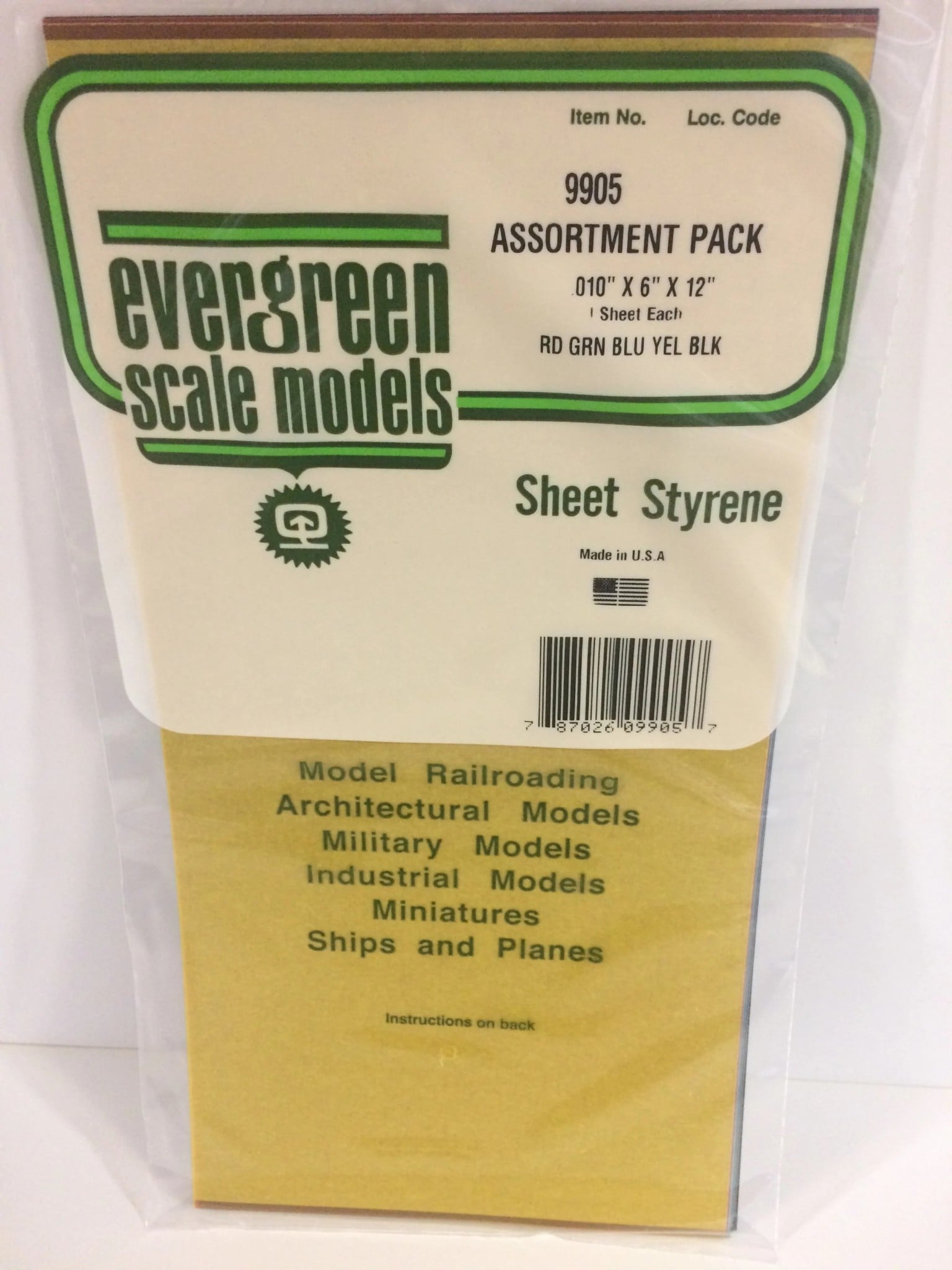 9905 Styrene Sheet Color Assortment Pack 5/