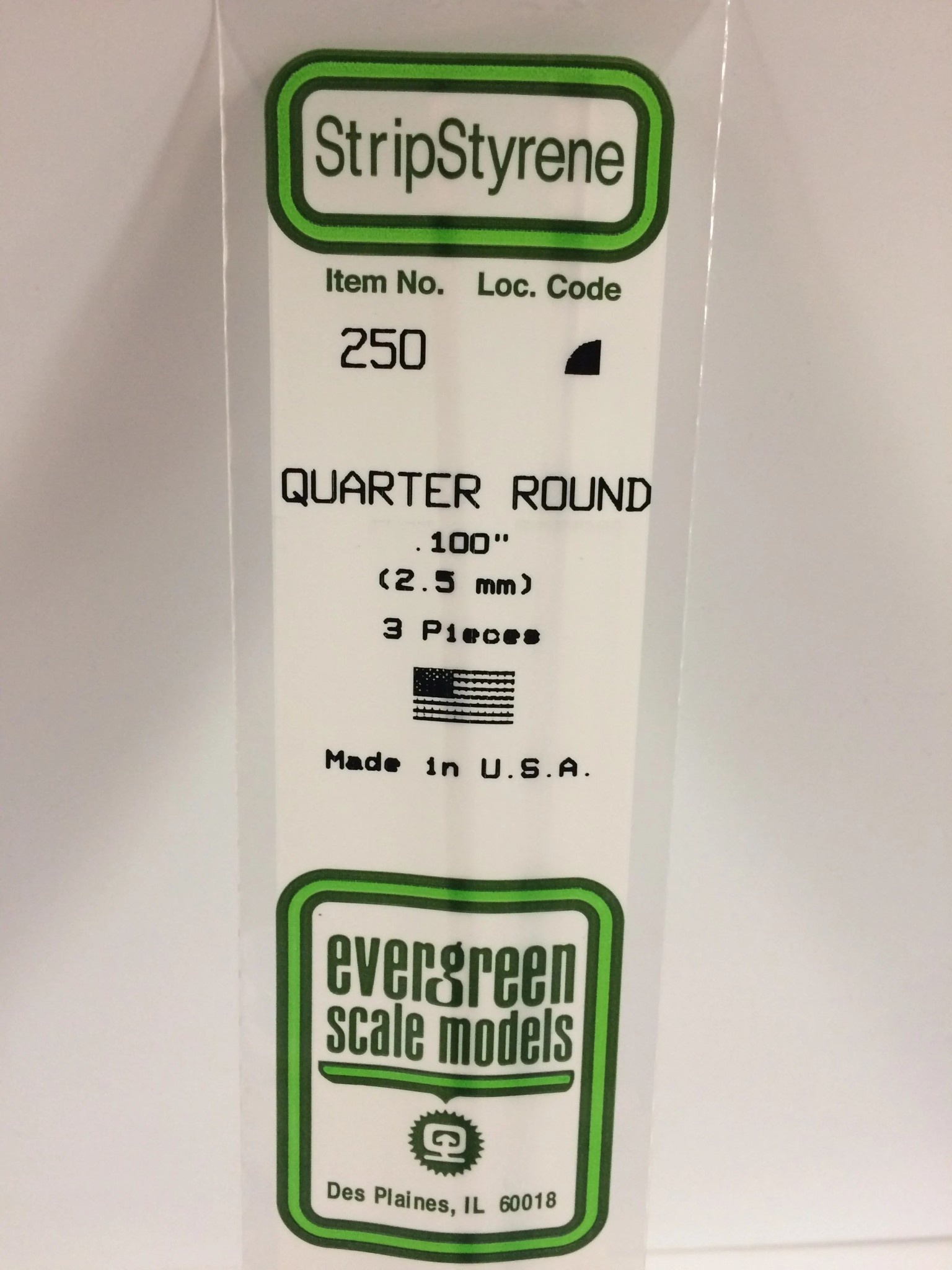 250 Styrene Quarter Round .100" - 3