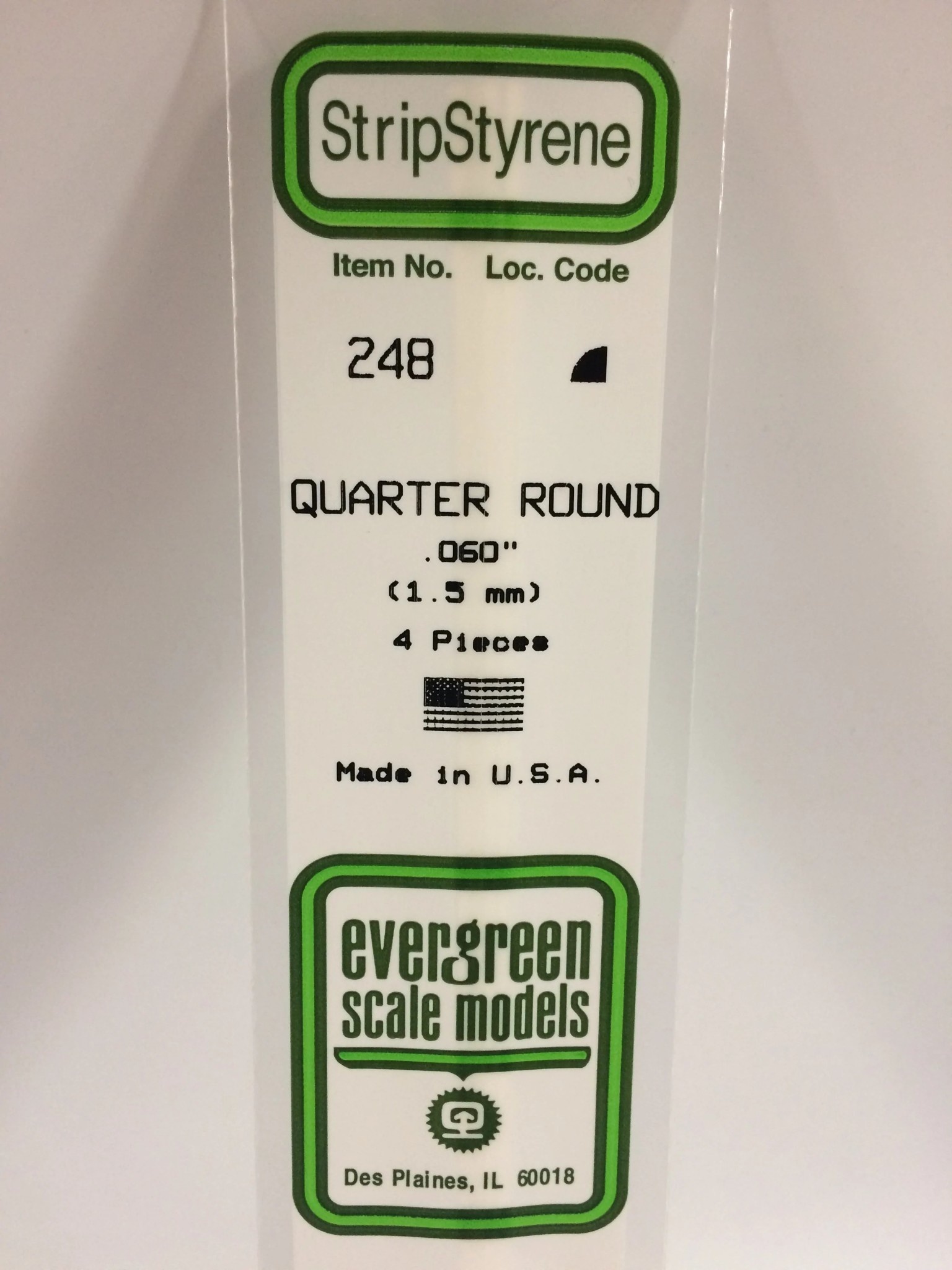 247 Styrene Quarter Round .040" - 5 Piece