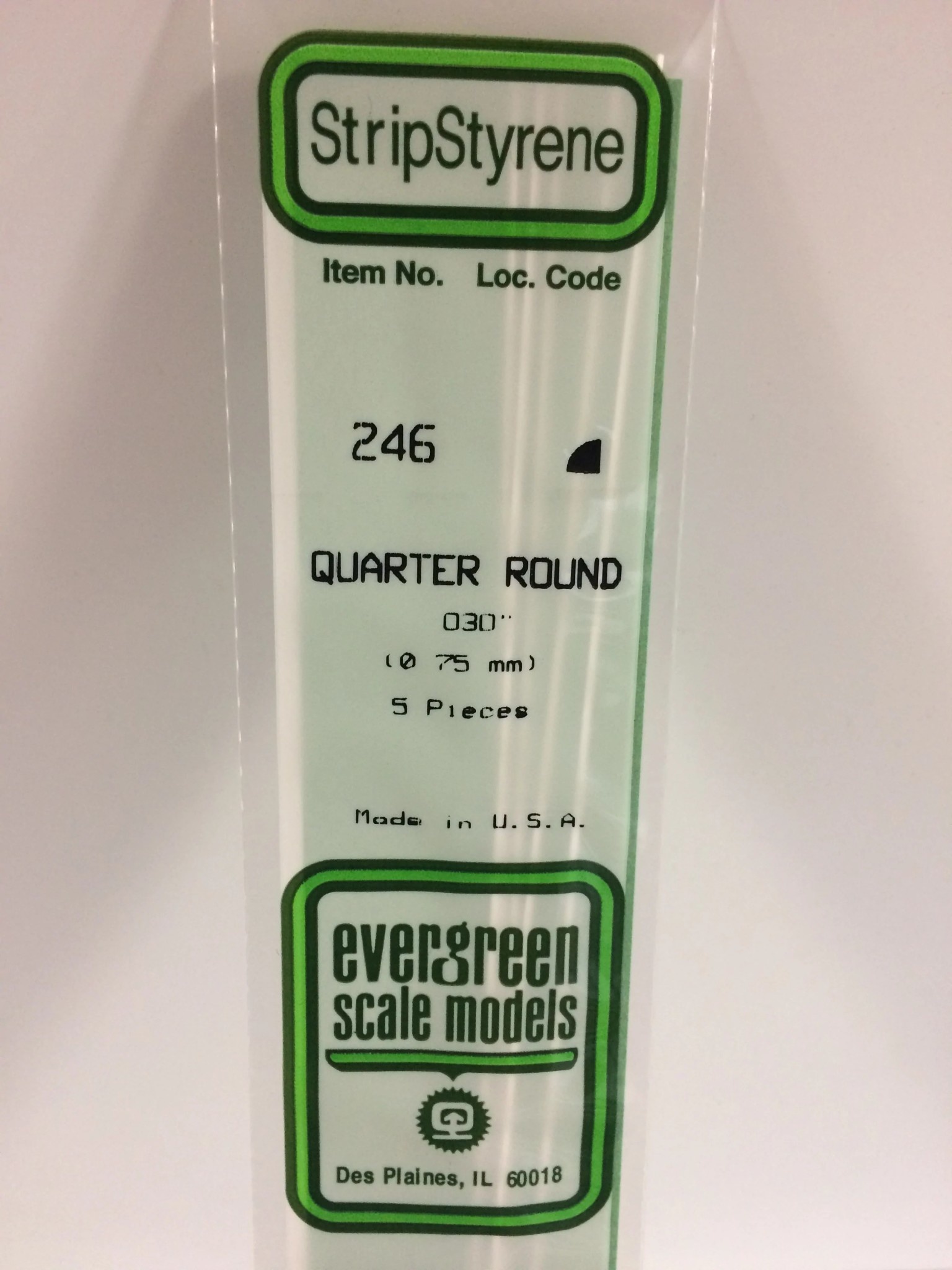 246 Styrene Quarter Round .030" - 5 Piece