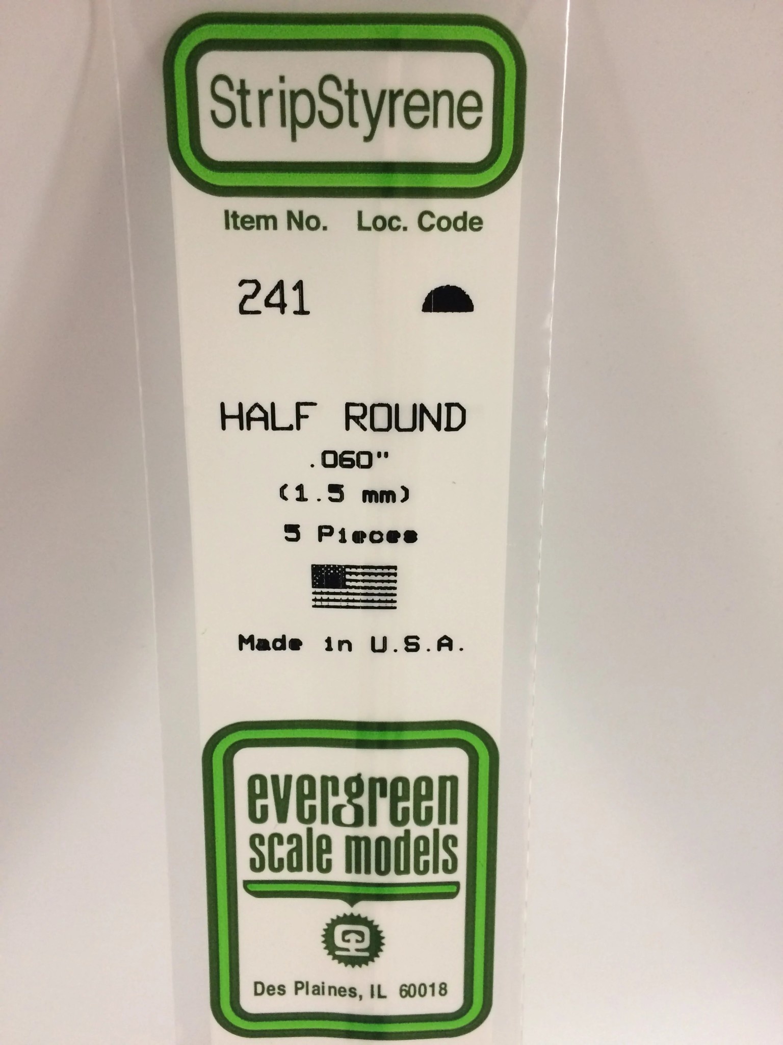 241 Styrene half rnd .060" 5/