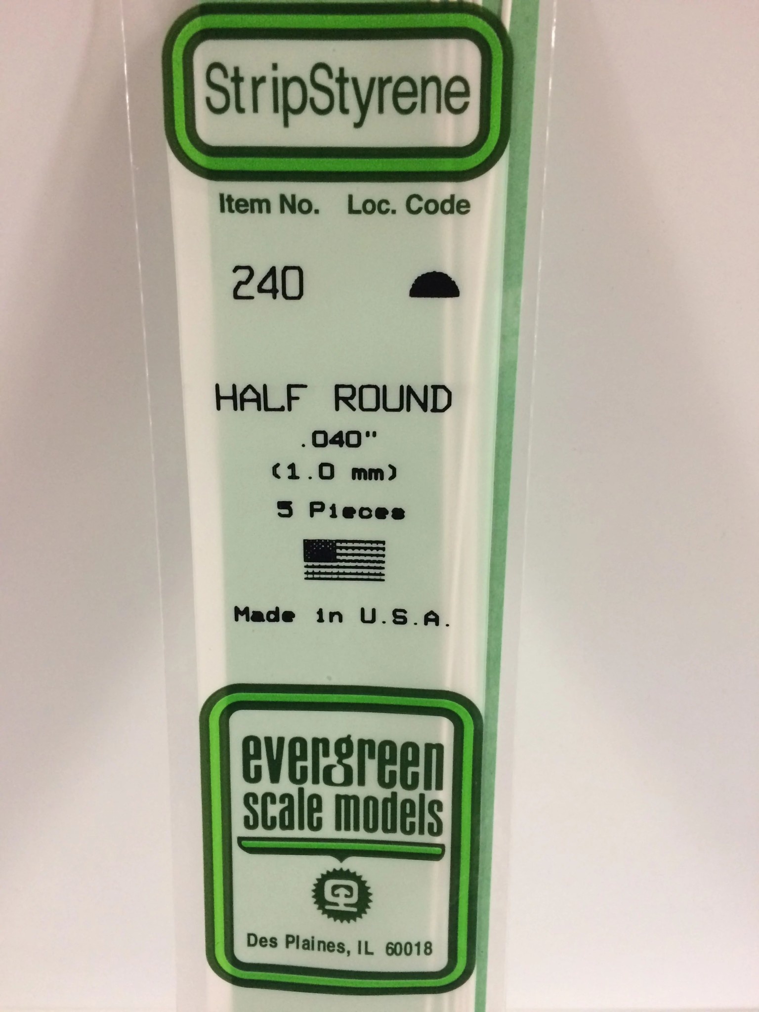 240 Styrene Half Round .040" - 5