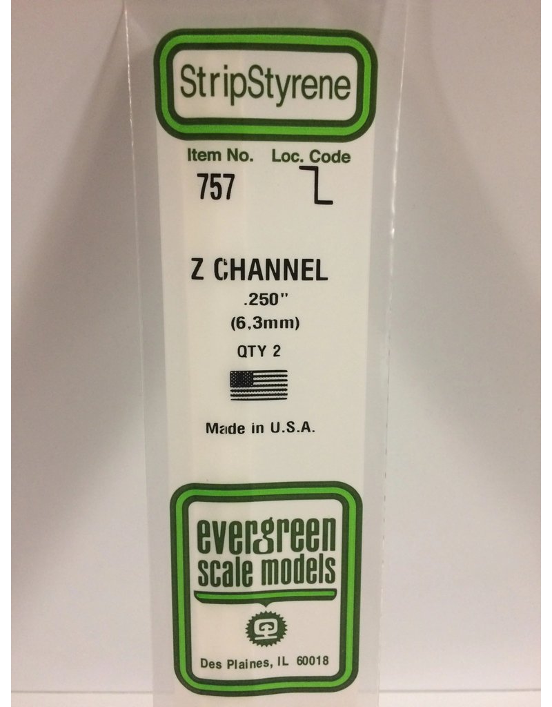 EVERGREEN EVG757 .250 Z CHANNEL 2PC