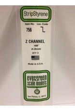 EVERGREEN EVG756 .188 Z CHANNEL 3PC