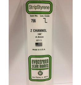 EVERGREEN EVG756 .188 Z CHANNEL 3PC