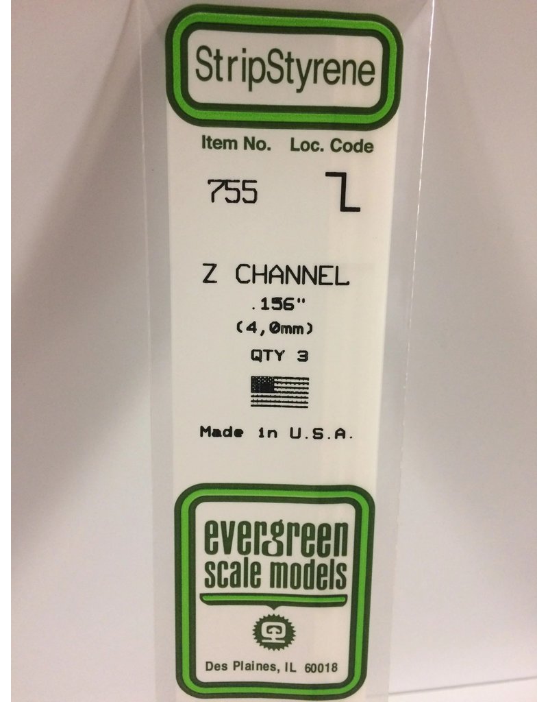 EVERGREEN EVG755 .156 Z CHANNEL 3PC