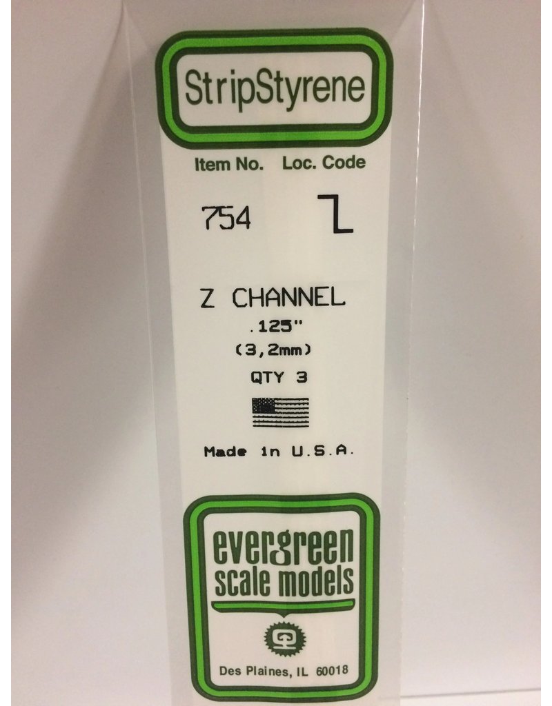 EVERGREEN EVG754 .125 Z CHANNEL 3PC